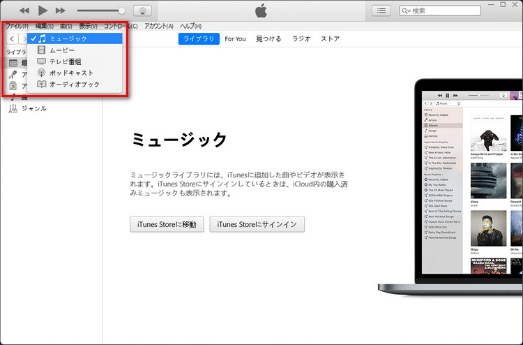 iTunes を開く